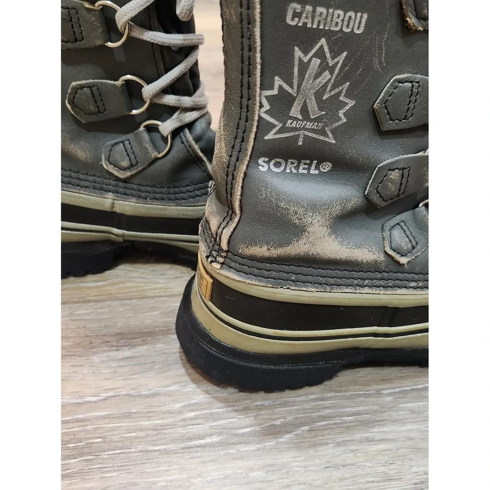 Sorel Kaufman Caribou Gray Men 6 Winter Boots Wool Liners Canada Women 7.5